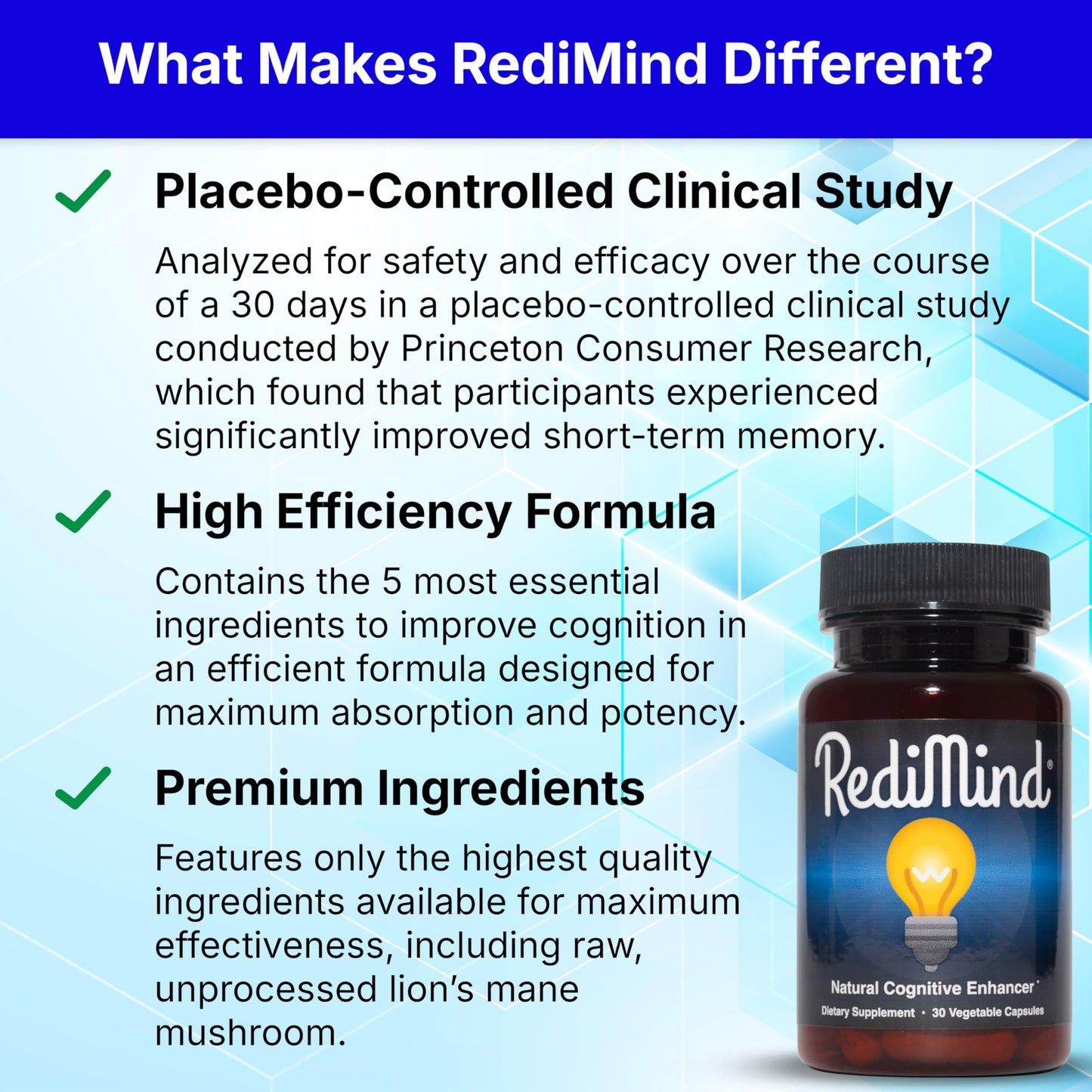 RediMind - Natural Cognitive Enhancement Capsule | Non-GMO, Vegan, Gluten-Free