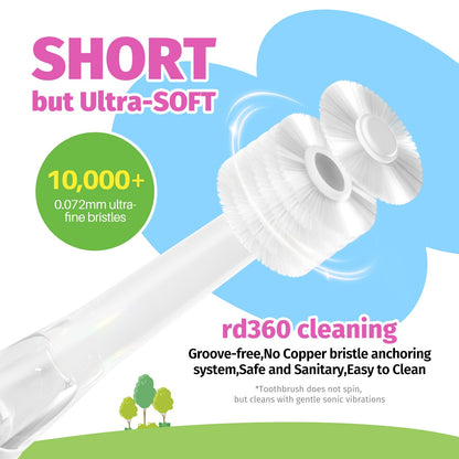 ReDISEN Kids Electric Toothbrush Heads – 360° All-Angle Cleaning, 10000+ Bristles (RD-2113/ SG-977) Pack of 2