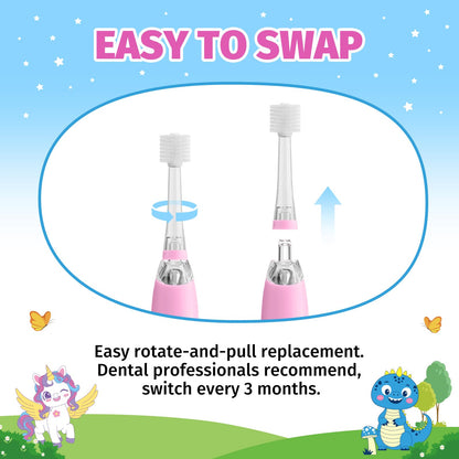ReDISEN Kids Electric Toothbrush Heads – 360° All-Angle Cleaning, 10000+ Bristles (RD-2113/ SG-977) Pack of 2