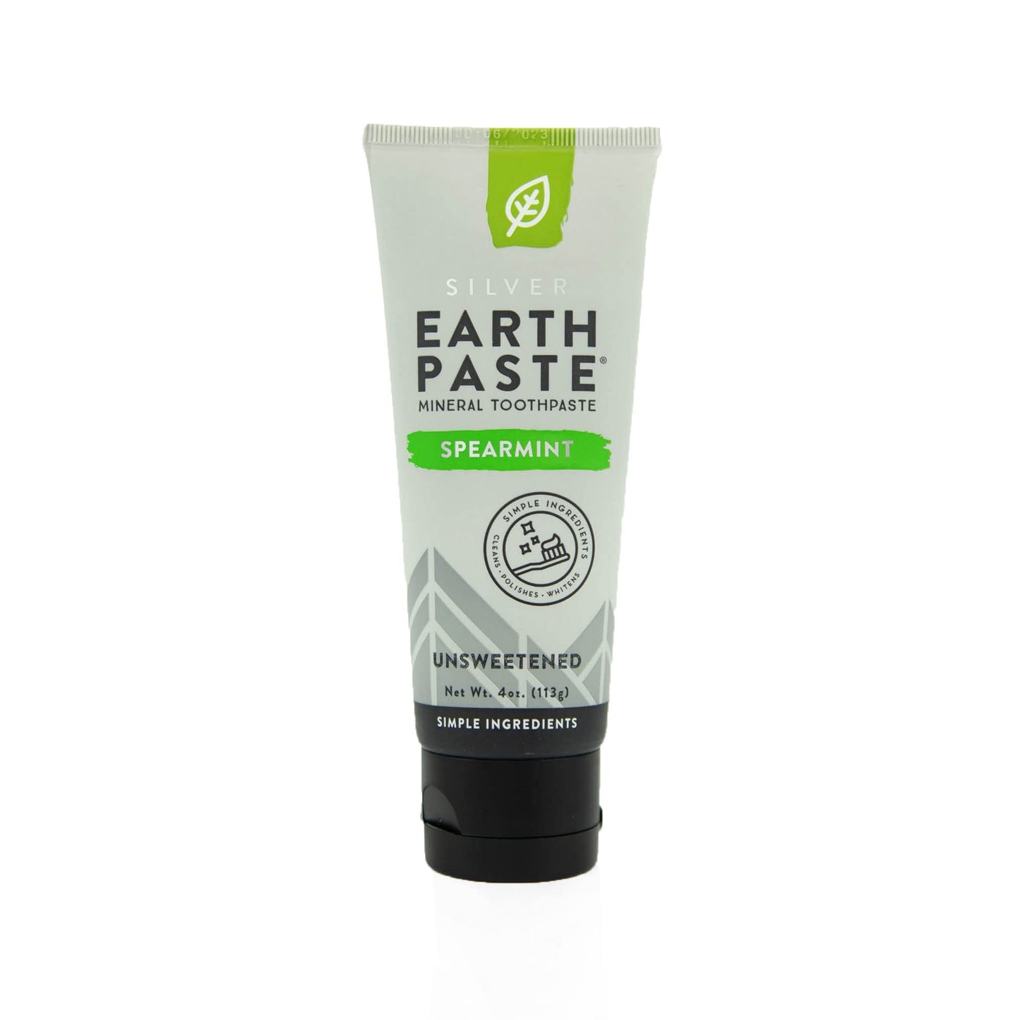Redmond Earthpaste with Silver – Natural Non-Fluoride Toothpaste, 4 oz Tube (Unsweetened Spearmint)