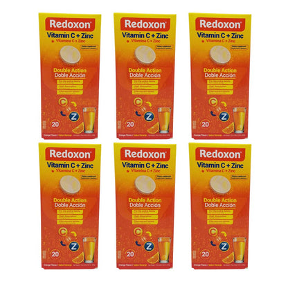 Redoxon Orange Vitamin C with Zinc | Effervescent Tablets, 20 Count (6 Pack)