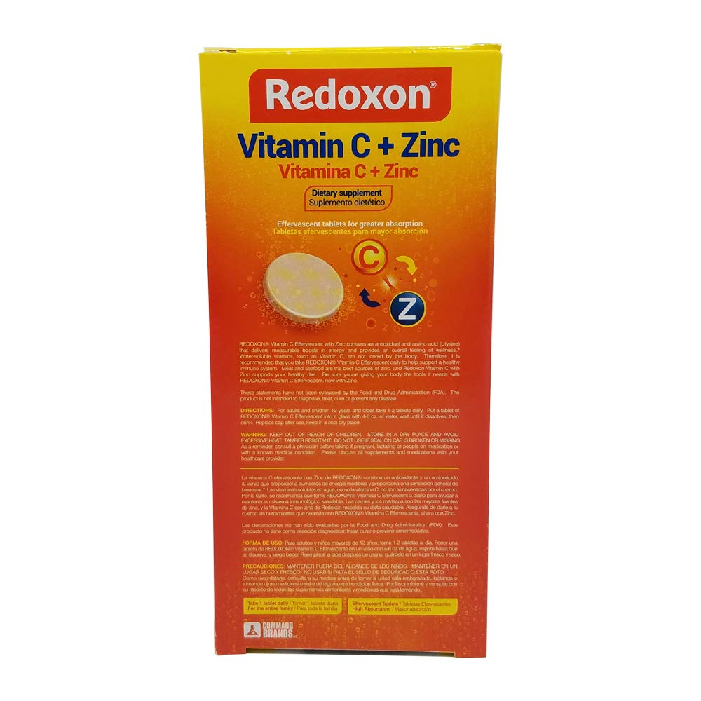 Redoxon Orange Vitamin C with Zinc | Effervescent Tablets, 20 Count (6 Pack)