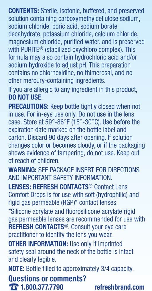 Refresh Contacts Lubricant Eye Drops 0.4 oz Sterile 5 Pack | Lens Comfort