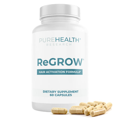 PUREHEALTH RESEARCH ReGrow - Hair Growth Vitamins with Saw Palmetto, Biotin, Collagen (60 Capsules)