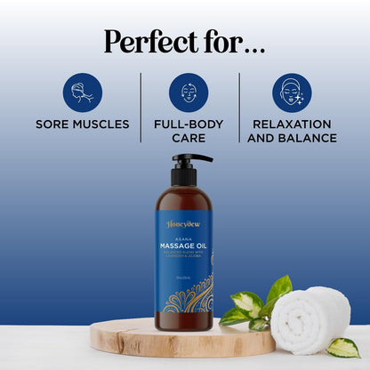 Relaxing Sore Muscle Massage Oil – Rosemary & Lavender, Sweet Almond | Vegan & Non-GMO