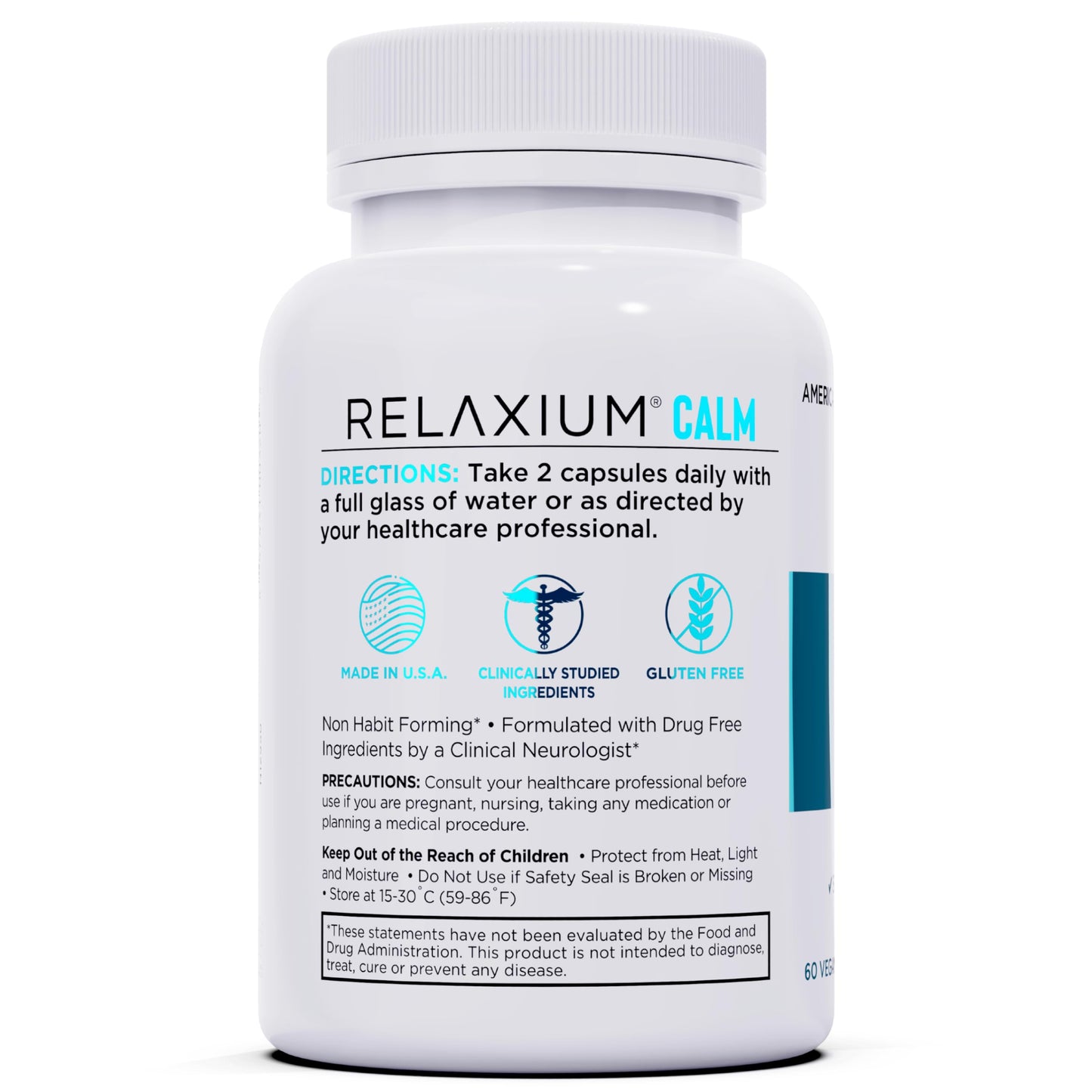Relaxium Calm – Non-Habit Stress & Mood Support (Ashwagandha, 5-HTP, GABA) – Made in USA (60 Capsules)