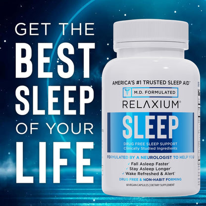 Relaxium Sleep Aid – Non-Habit Sleep Support for Adults | 60 Capsules