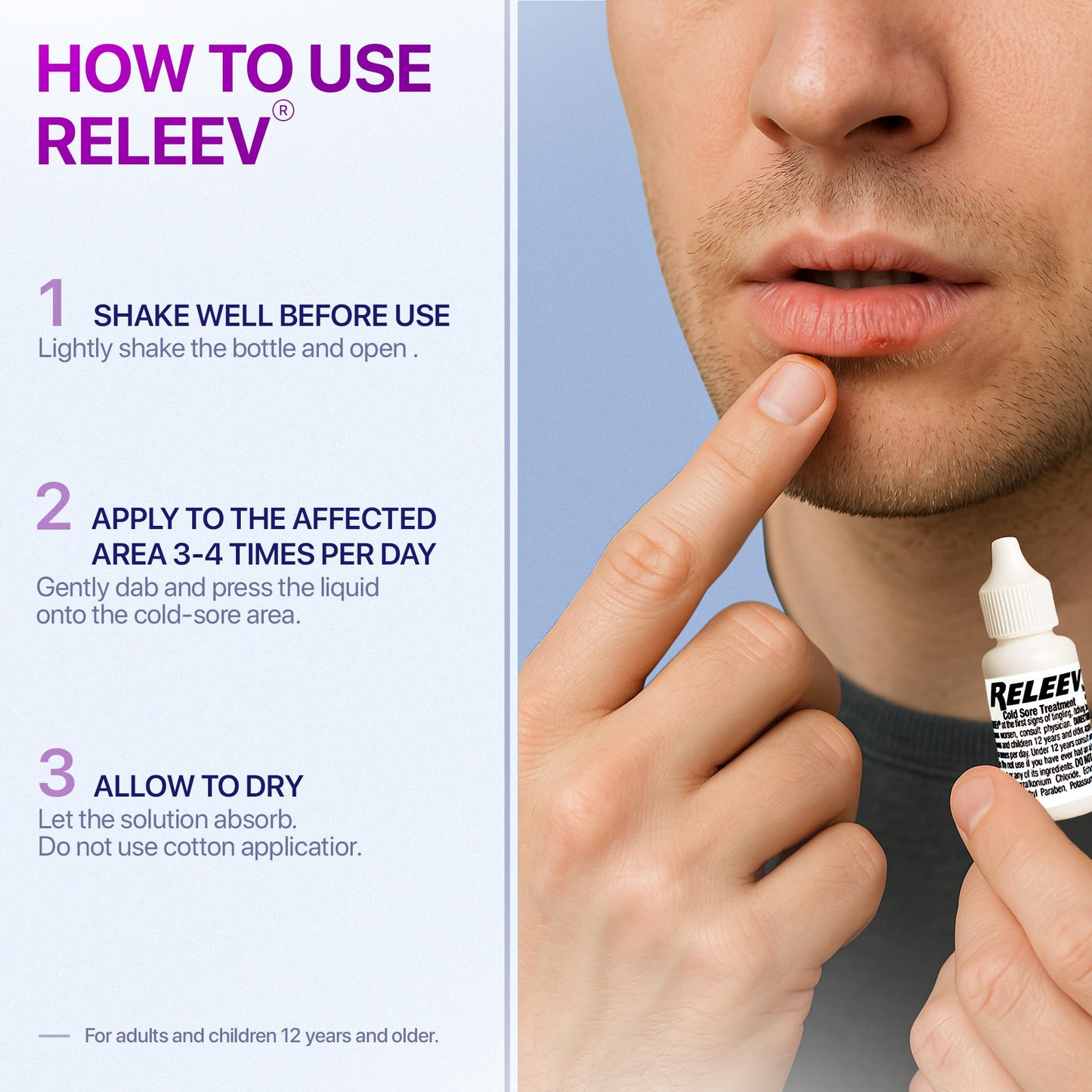 Releev 1 Day Cold Sore Treatment 6ml – Targeted Relief, Viracea Formula