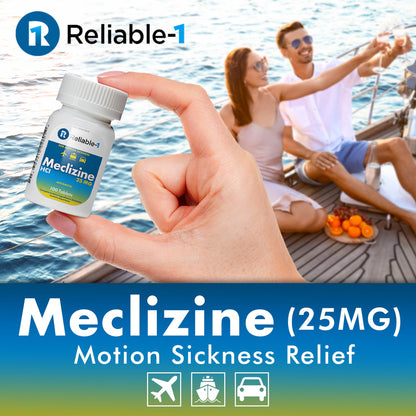 Reliable-1 Laboratories Meclizine HCL 25mg 100 Tablets (1 Bottle) | Motion Sickness Relief