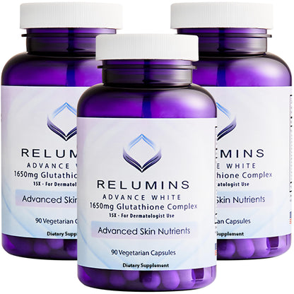 Relumins L-Glutathione Complex 1650mg - 3x90 Veg Capsules - Made in USA