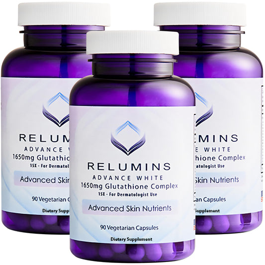 Relumins L-Glutathione Complex 1650mg – Spring Glow Antioxidant Support (90 Vegetarian Capsules x 3)