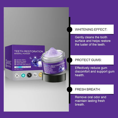 Teeth Restoration Mineral Powder, Mineral Tooth Powder, Dental Restoration Mine RAL Po wder, in Strengthening Teeth and Gums, Protect Gums and Freshen Breath 2pcs
