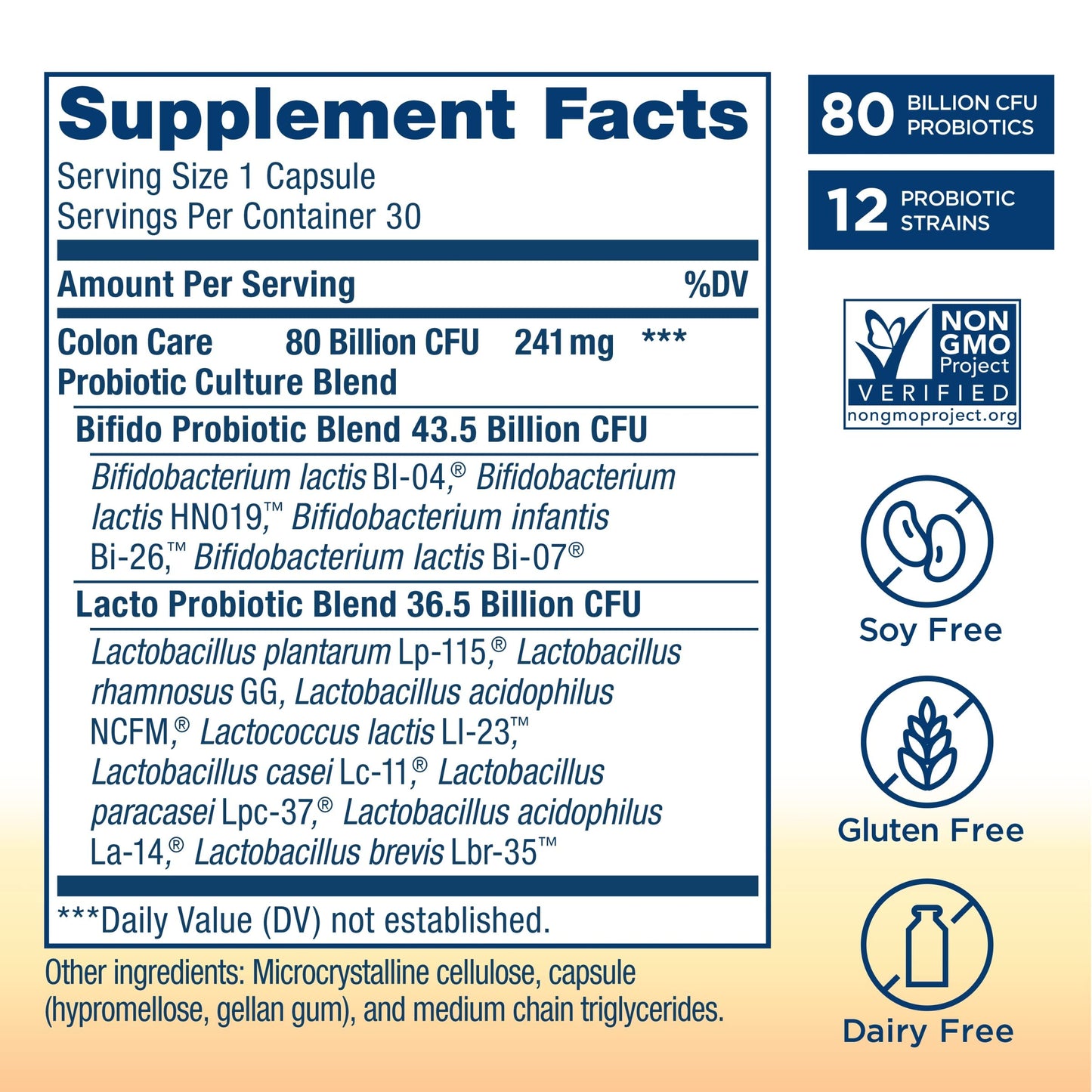 Renew Life Colon Care Probiotic - 80B CFU, 60 Veggie Capsules | Gluten Free, Dairy Free, Soy Free