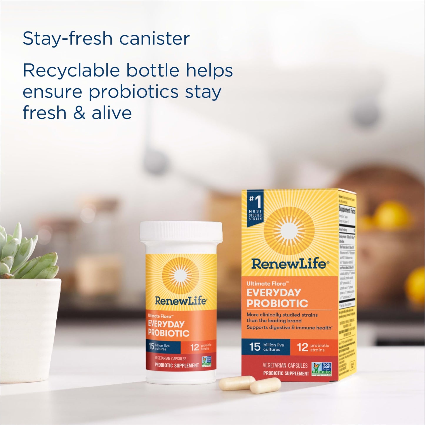 Renew Life Everyday Probiotic Capsules - 30 Count, 15B CFU, Dairy/Soy/Gluten-Free