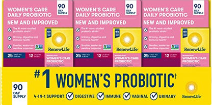 Renew Life Ultimate Flora Women's Care Probiotic 25 Billion CFU - 90 Capsules | Gluten Free, Non-GMO