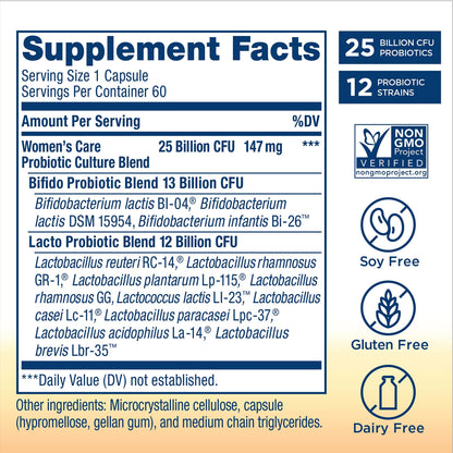 Renew Life Womens Probiotic Capsules - 60 Ct | Supports pH Balance, Vaginal, Urinary, Digestive & Immune Health, 25 Billion CFU, Dairy/Gluten/Soy Free