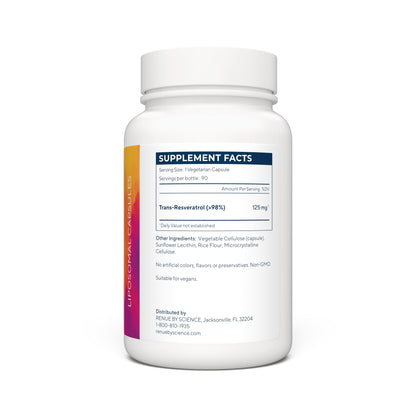 Renue By Science Resveratrol Liposomal – High Strength 125 mg, 90 Capsules, Made in USA