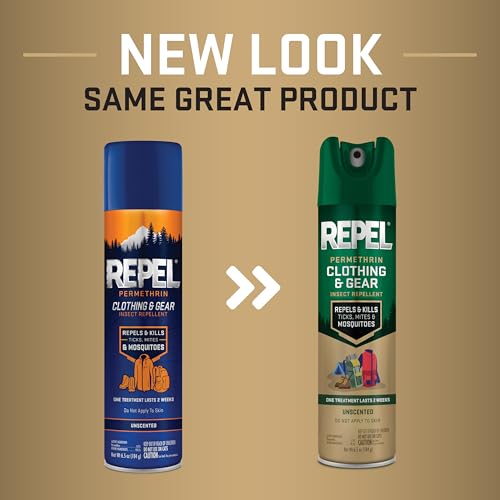 Repel Permethrin Clothing & Gear Insect Repellent – Aerosol Spray, 6.5 fl oz, Pack of 6