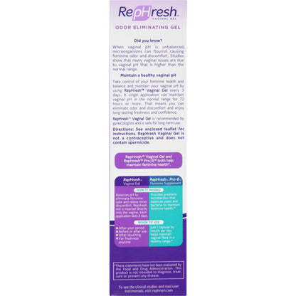RepHresh Odor Eliminating Vaginal Gel – pH Balance, 4 Count, 0.7 oz