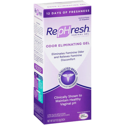 RepHresh Odor Eliminating Vaginal Gel – pH Balance, 4 Count, 0.7 oz
