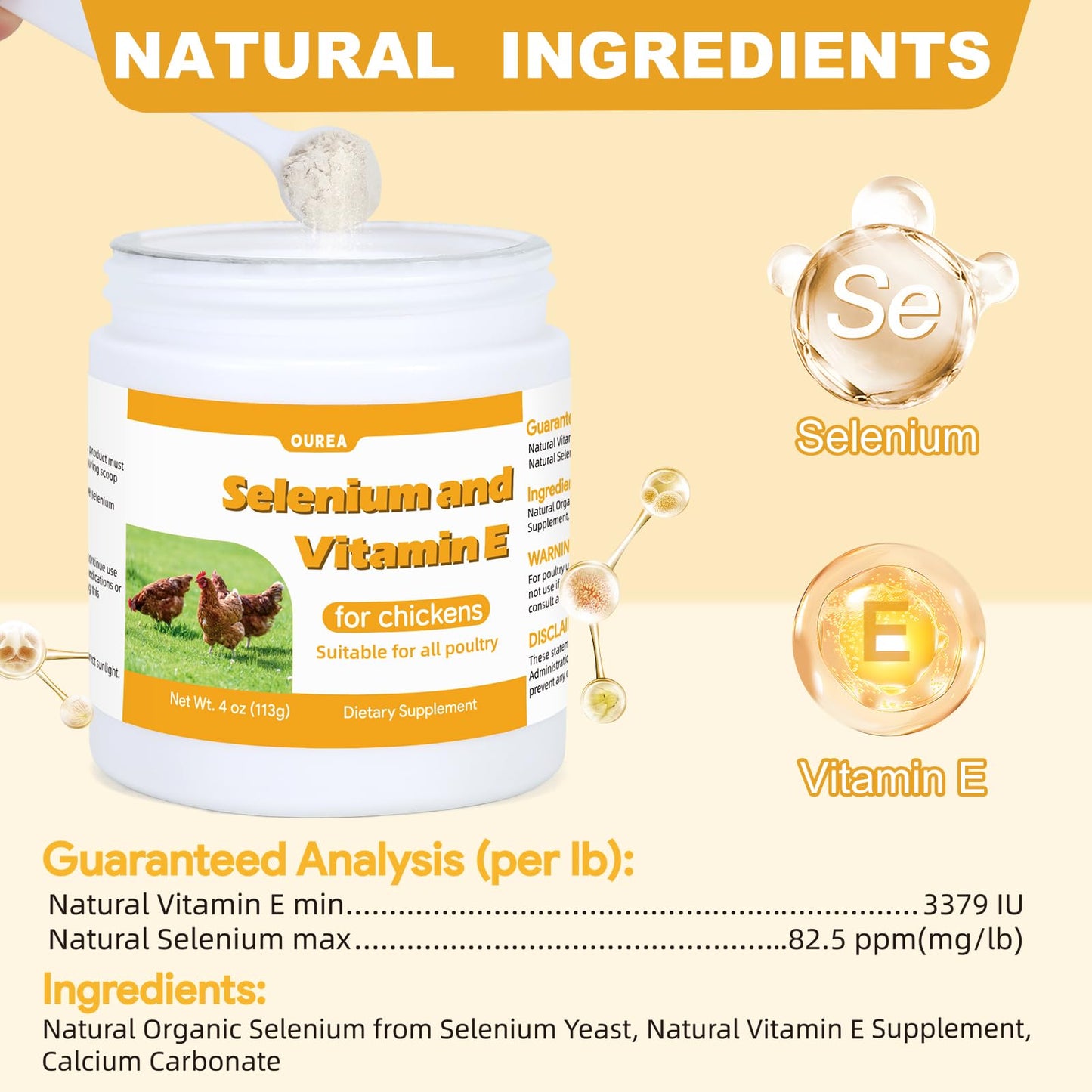 Selenium & Vitamin E Powder for Chickens – Immune & Muscle Support