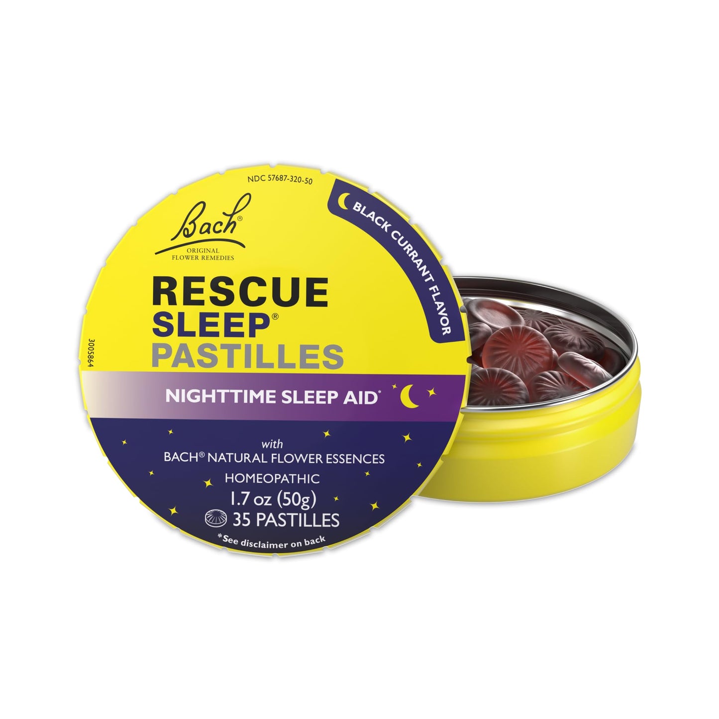 RESCUE Bach Sleep Pastilles – Black Currant, No Melatonin, Homeopathic Sleep Aid Lozenges (35 Count)