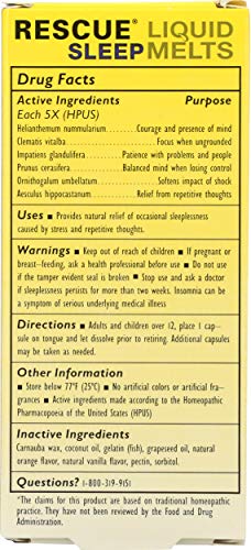 RESCUE SLEEP Liquid Melts – Natural Sleep Aid & Stress Relief (6 Packs, 28 CT Each) | RESCUE