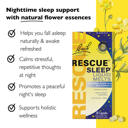RESCUE SLEEP Liquid Melts – Natural Sleep Aid & Stress Relief (6 Packs, 28 CT Each) | RESCUE