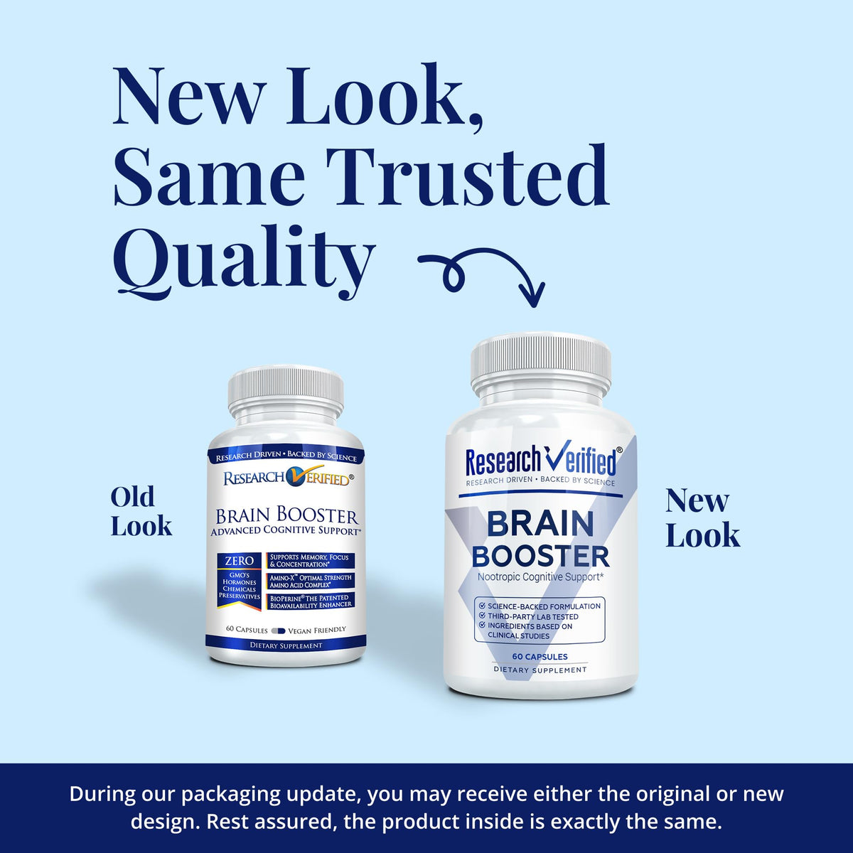 Research Verified Brain Booster – Nootropic for Memory & Focus, 180 Vegan Capsules (3 Bottles)