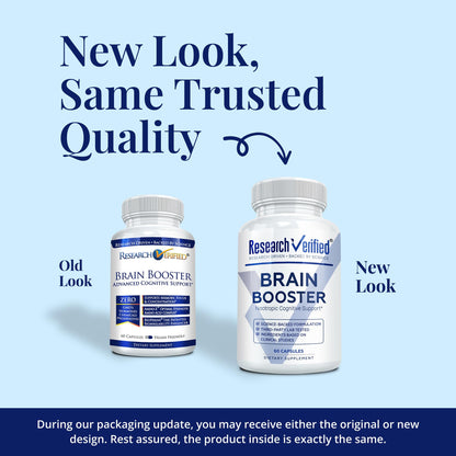 Research Verified Brain Booster – Nootropic for Memory & Focus, 180 Vegan Capsules (3 Bottles)