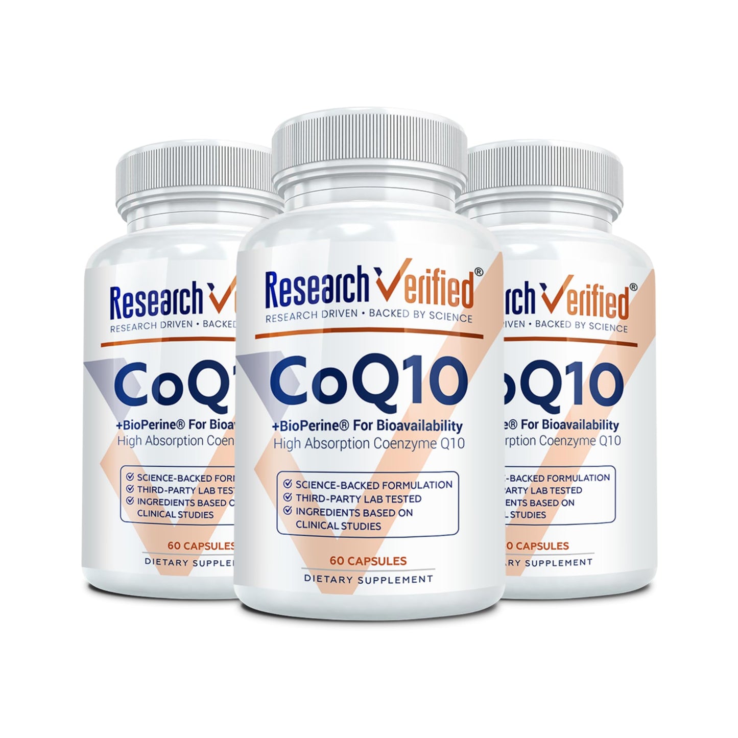 Research Verified CoQ10 – 250mg Pure CoQ10 with Bioperine, 180 Vegan Capsules | Enhanced Absorption