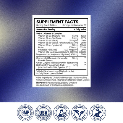 Research Verified Leg Cramps – Magnesium, B Vitamins, Ginger & Chamomile for Circulation Support – Vegan, 6-Month Supply