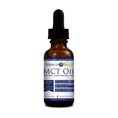 Research Verified 100% MCT Oil - 2 Fl Oz | Vegan Friendly | 1 Bottle