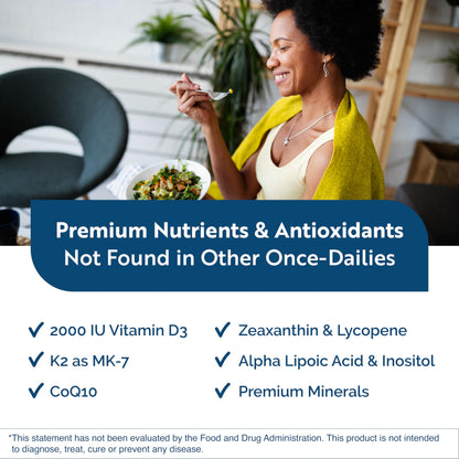 Researched Nutritionals Physician's Daily + D3 – Daily Multivitamin with Vitamin D3 2000 IU for Men & Women