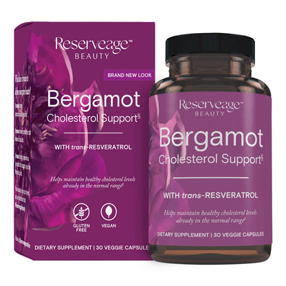 Reserveage Bergamot Cholesterol Support with Resveratrol – Heart Health Supplement | 30 Servings | Vegan & Non-GMO