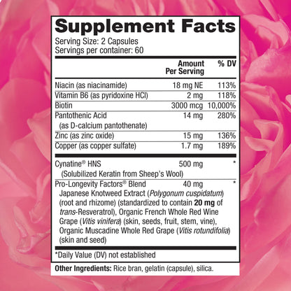 Reserveage Beauty Keratin Hair Booster with Biotin & Resveratrol – Hair & Nail Growth (120 Capsules)