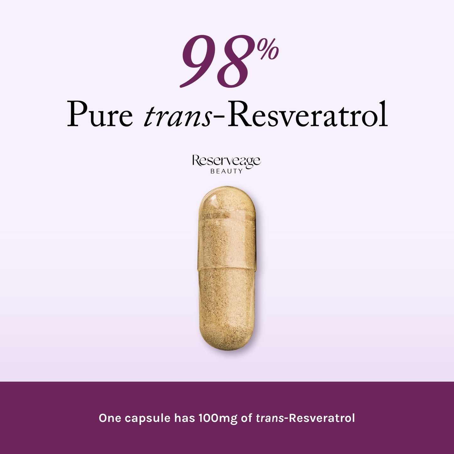 Reserveage Beauty Resveratrol 100 mg – Antioxidant for Heart & Cellular Health | 60 Capsules