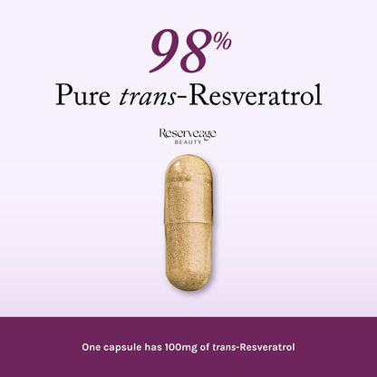 Reserveage Beauty Resveratrol 100 mg – Antioxidant for Heart & Cellular Health | 60 Capsules