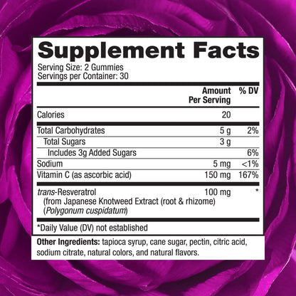 Reserveage Beauty Resveratrol Gummies 100 mg - Heart Health, Healthy Aging - Vegan 2-Pack