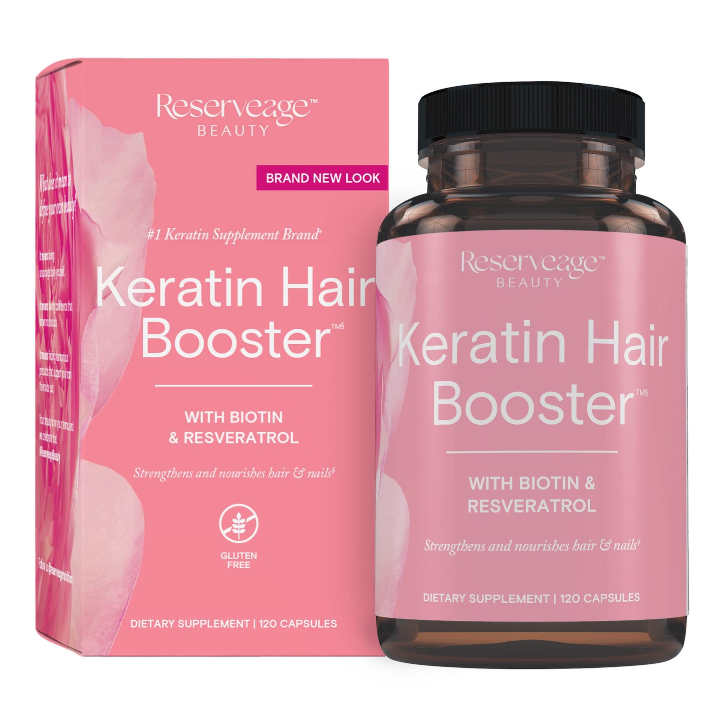 Reserveage Beauty Keratin Hair Booster with Biotin & Resveratrol – Hair & Nail Growth (120 Capsules)