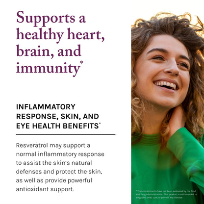 Reserveage Beauty Resveratrol 500 mg — Heart & Cellular Health Antioxidant Support | Vegan Capsule