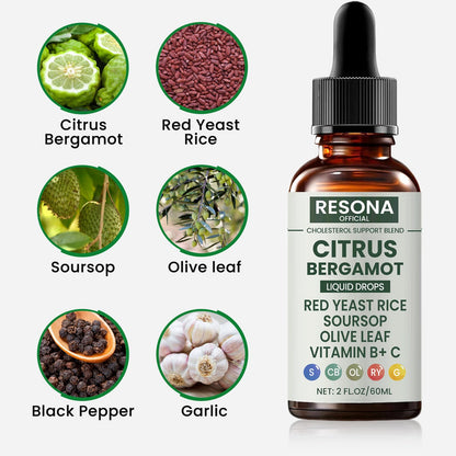Resona Red Yeast Rice Cleanse - Citrus Bergamot Cholesterol Support Blend 2OZ