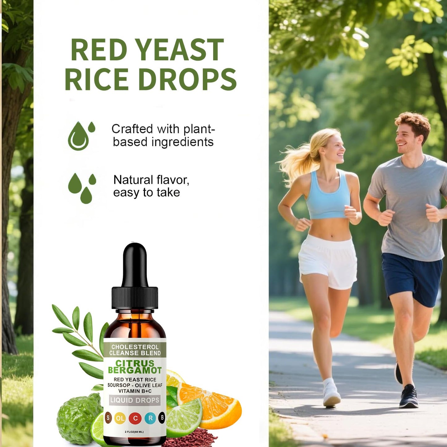 RESONA Red Yeast Rice Drops – High-Absorption Cholesterol Support with Citrus Bergamot, Olive Leaf & Soursop | Vegan, Non-GMO – 2 fl oz