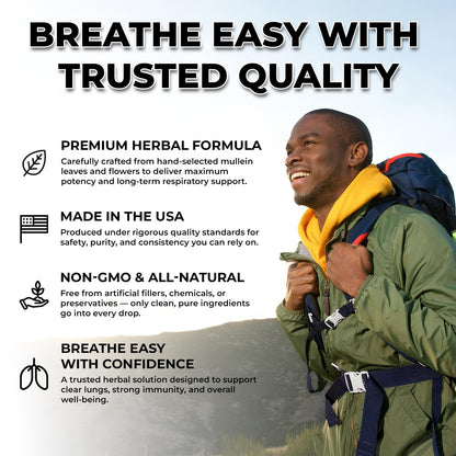 Inhale Mullein Drops for Lungs – Mullein Leaf Extract | Lung Detox & Respiratory Support – Made in USA 4oz