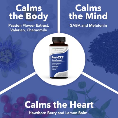 LifeSeasons Rest-ZZZ - Natural Sleep Support with Low-Dose Melatonin, GABA & Chamomile (120 Capsules)