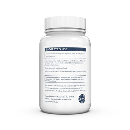 Renue By Science Restore PM | Liposomal Melatonin GABA Sleep Support | 60 Capsules | Made in USA | Non-GMO