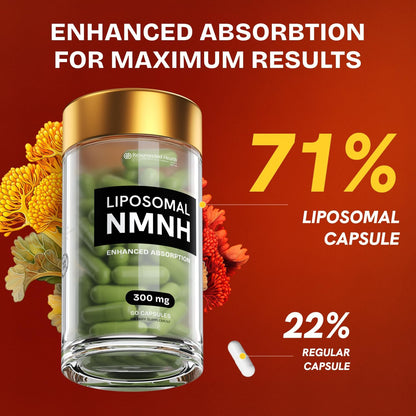Resurrected Health Liposomal NMNH – NAD+ Support, 300 mg per Capsule, 60 Capsules (2 Packs)