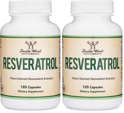 Resveratrol 500mg per Serving – 120 Capsules (Pack of 2) | Double Wood