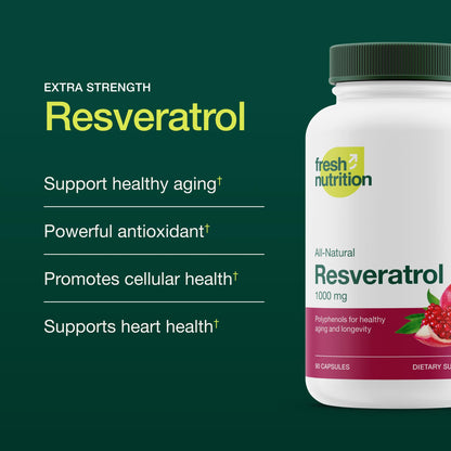 Resveratrol Supplement 750mg – Trans-Resveratrol, Extra Strength (90 Capsules, Pack of 2) – Vegan, Non-GMO, Gluten-Free