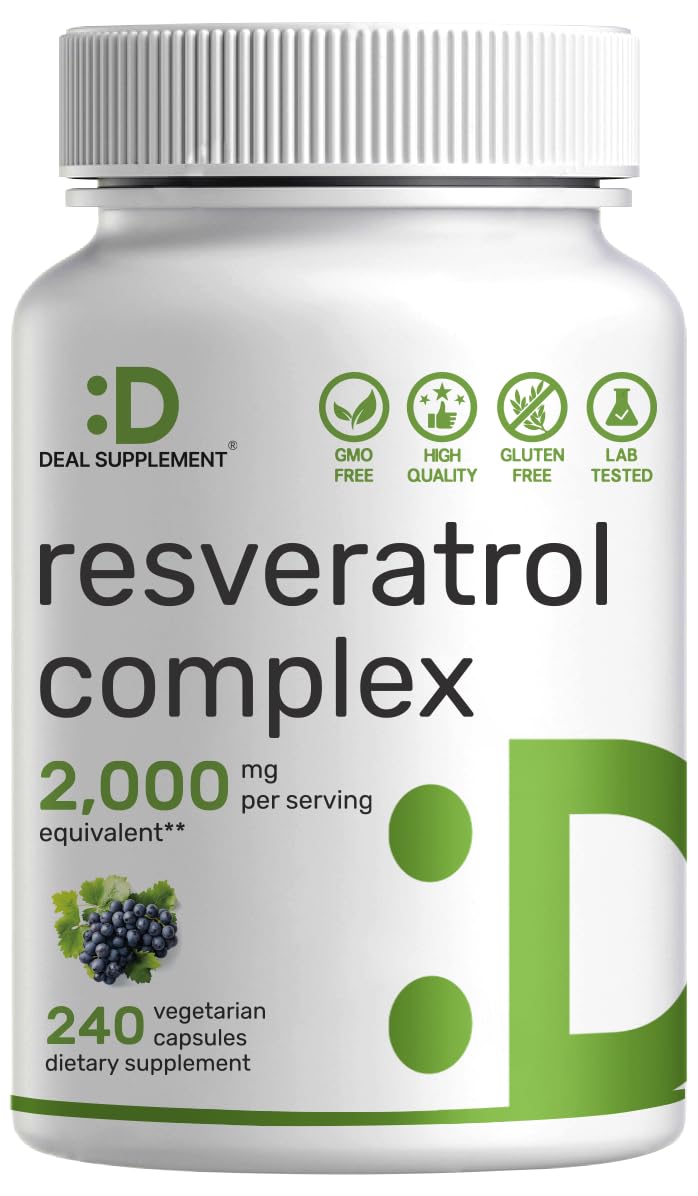 Resveratrol Complex 2000mg – 240 Veggie Capsules | NAD, Quercetin & More